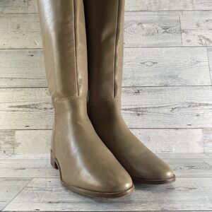 Franco Sarto Roselle Boots Womens 7 M Tan Leather Riding Zipper Knee High Boho
